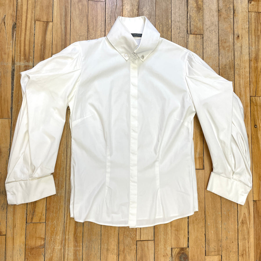 @Alexander McQueen Vintage Designer Puffy Sleeve Tuxedo Shirt Size Tops Public Butter 