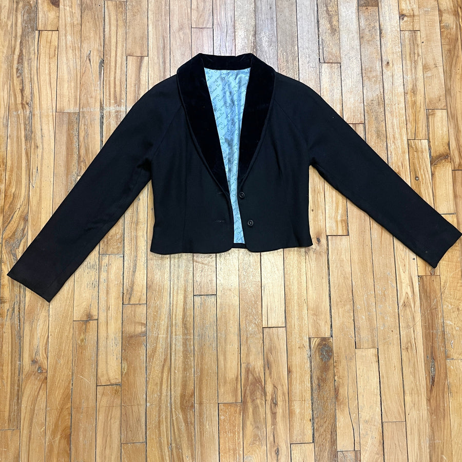 Beautiful Vintage Christian Dior Cropped Blazer with Velvet Collar Size M Jackets & Coats Public Butter 
