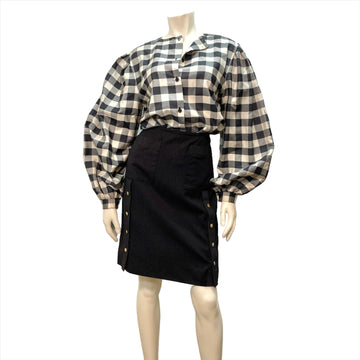 Chanel Paris Designer Vintage Mini-Skirt With Golden Button Accents 28