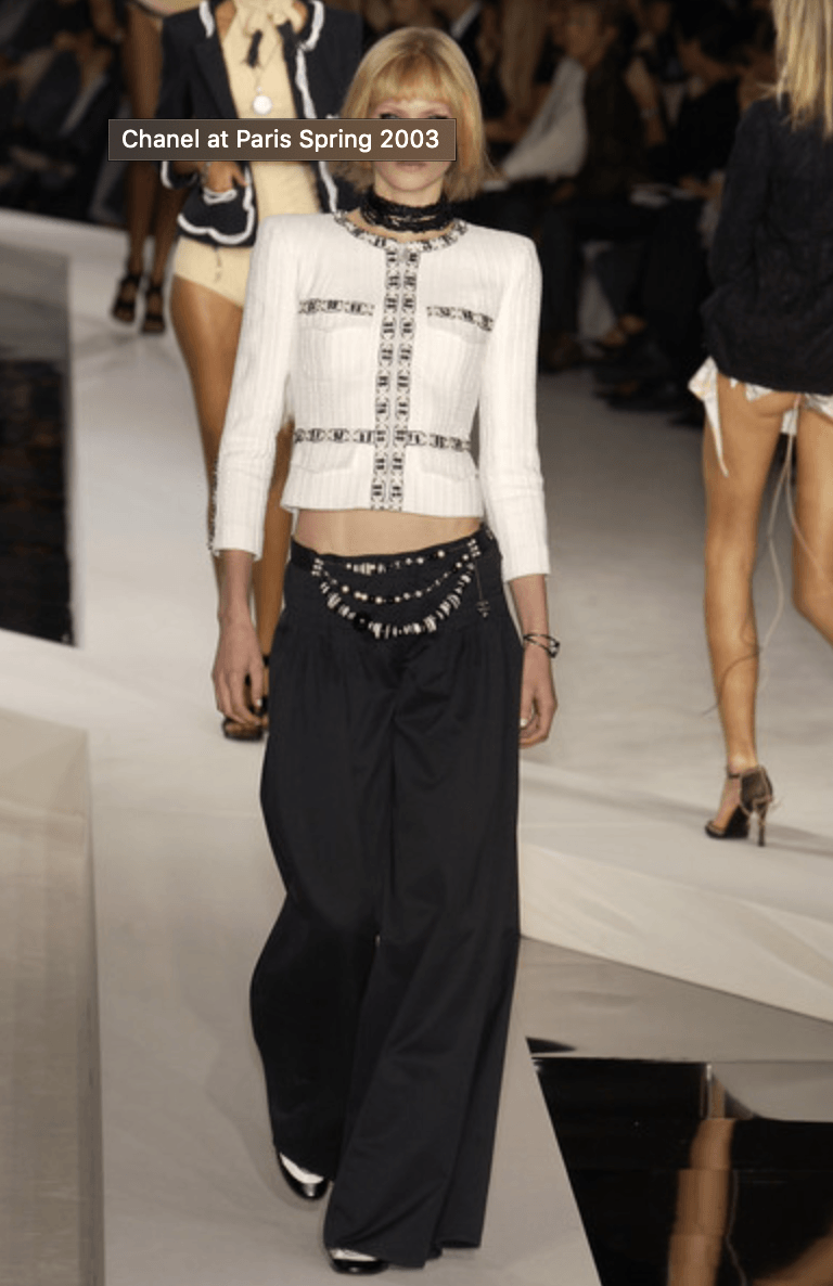 Chanel Spring &#39;03 Vintage Designer Denim Palazzo Pleated Trousers Made in France Size 31&quot; Bottoms Public Butter 