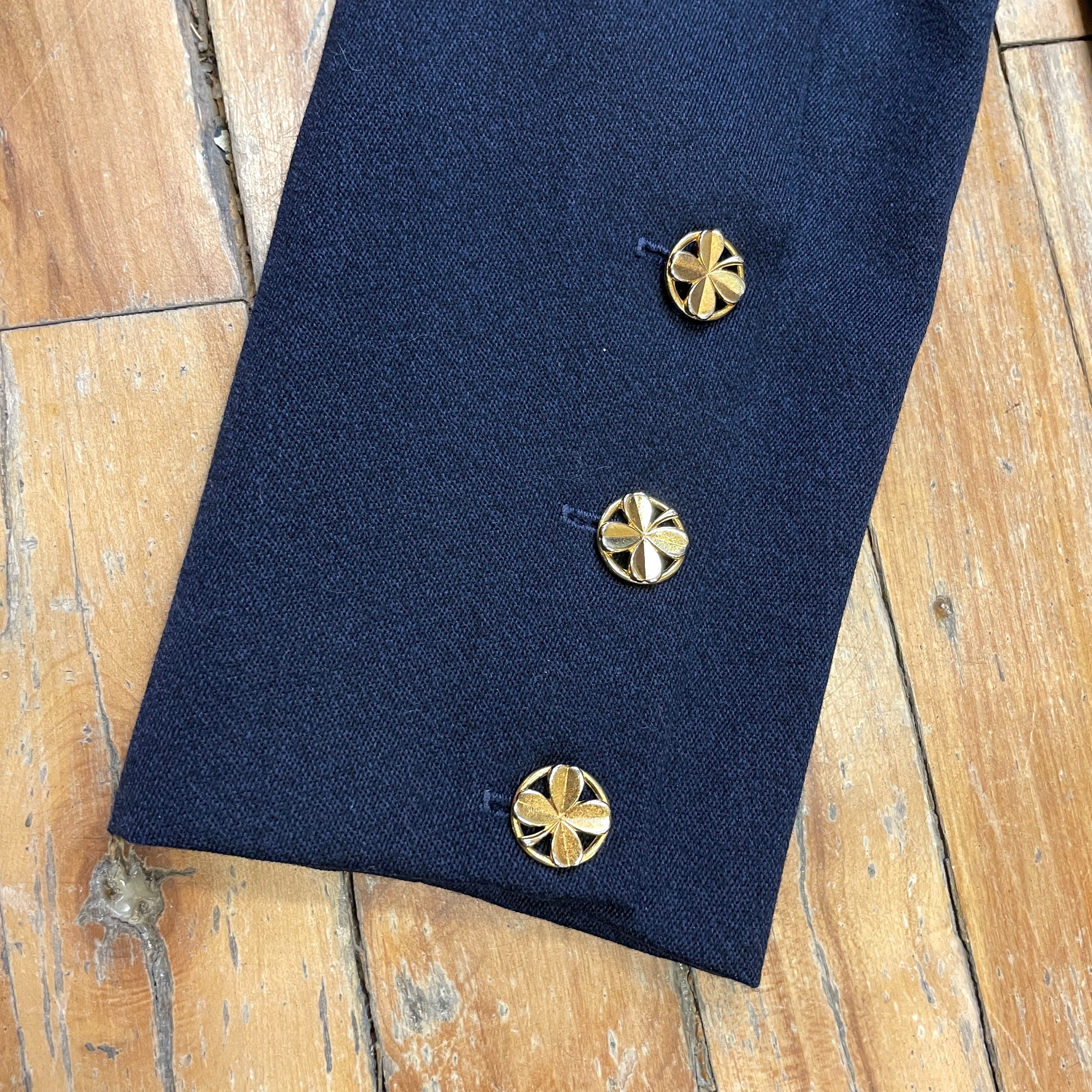 Chanel Boutique Vintage Designer Wool Dress with Golden Clover