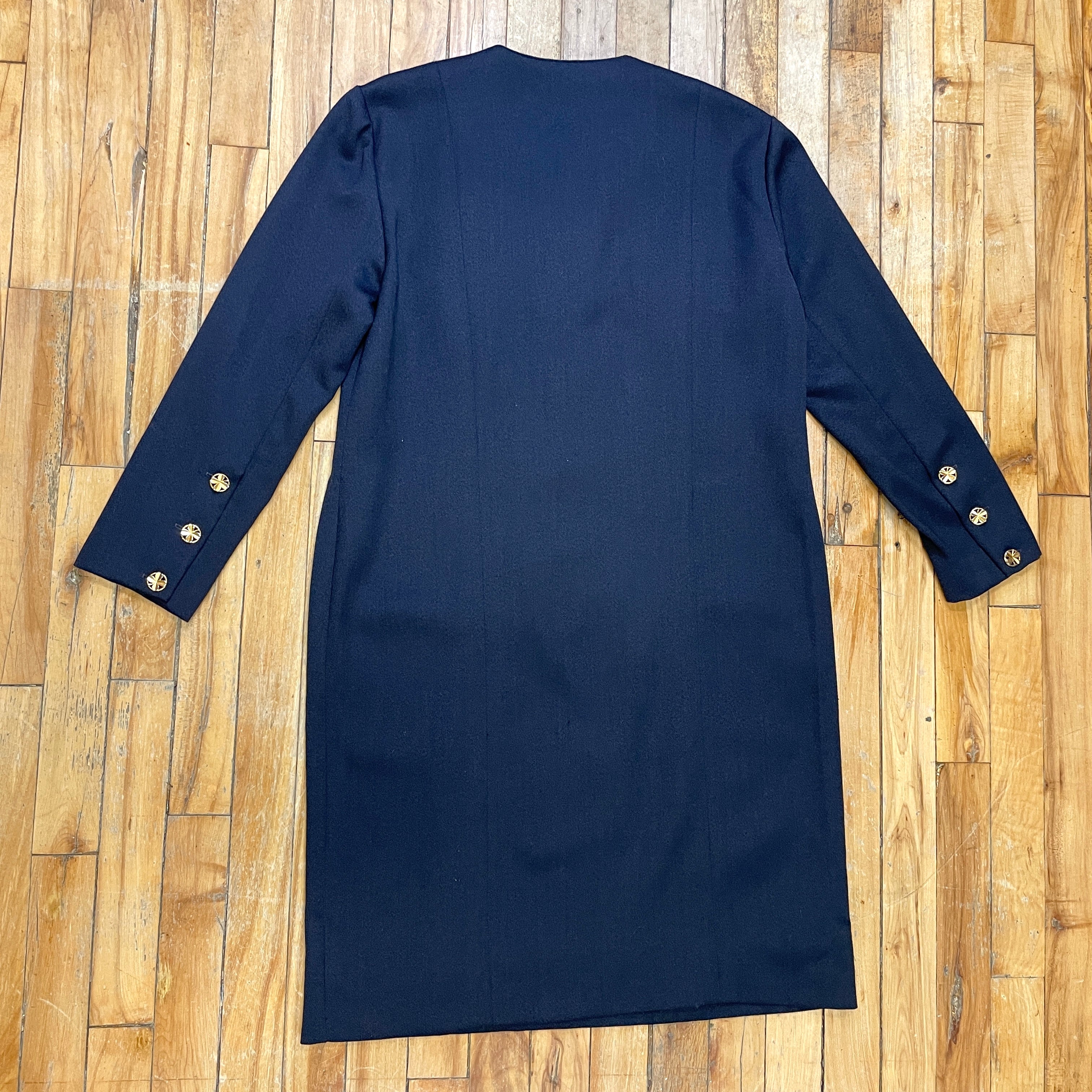 Chanel Boutique Vintage Designer Wool Dress with Golden Clover