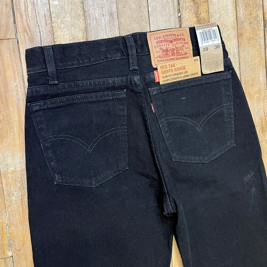 Deadstock Vintage Levi's Black 516 Slim Fit Straight Leg Denim Jeans M –  Black Market Vintage