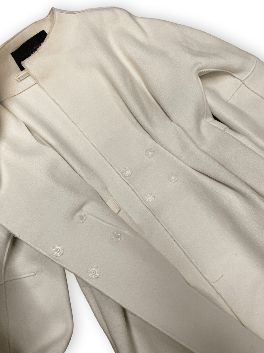 Cream fitted coat discount