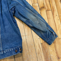 Fabulously Thrashed Vintage Wrangler Denim Trucker Jacket Made in