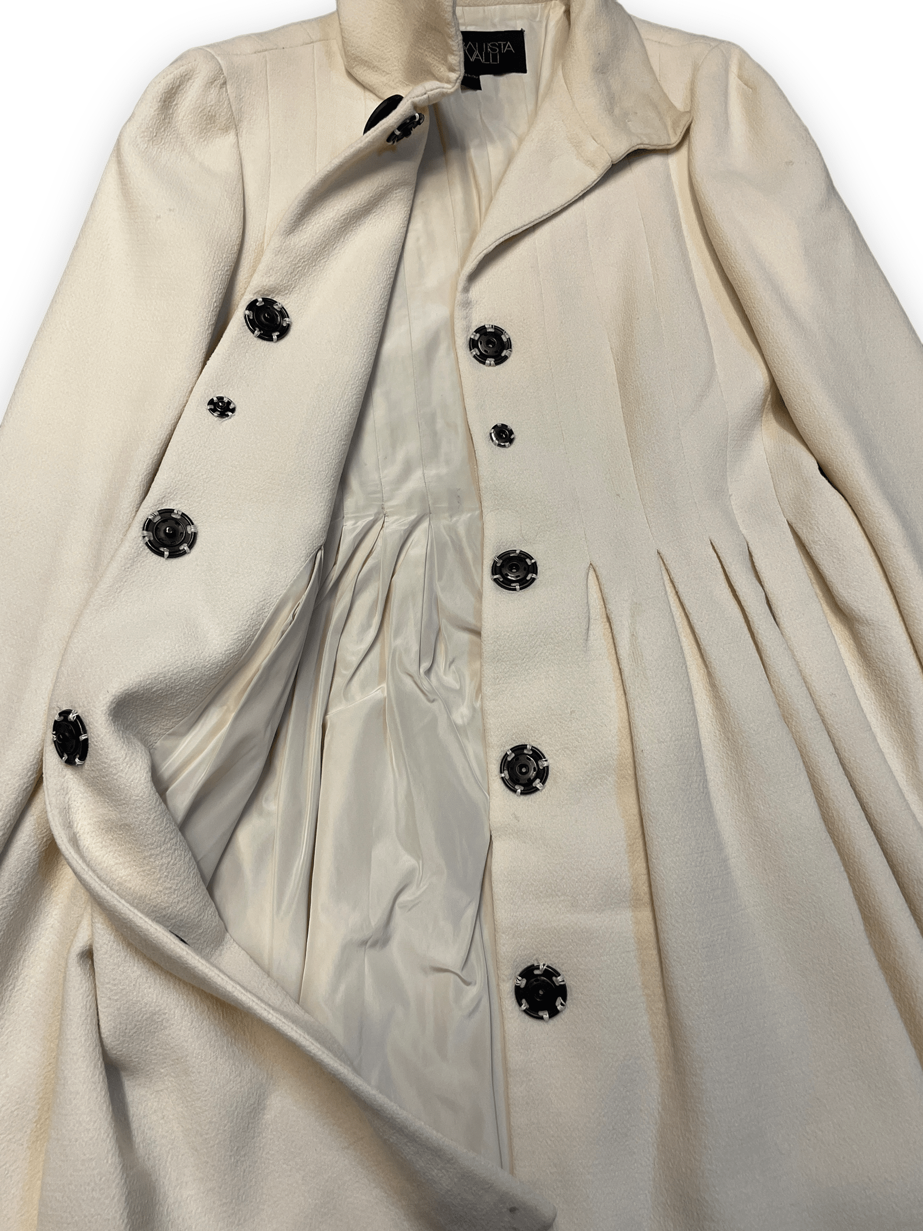 Giambattista Valli Vintage Fitted Cream Wool Dress Coat Made in Italy Size M Jackets &amp; Coats Public Butter 