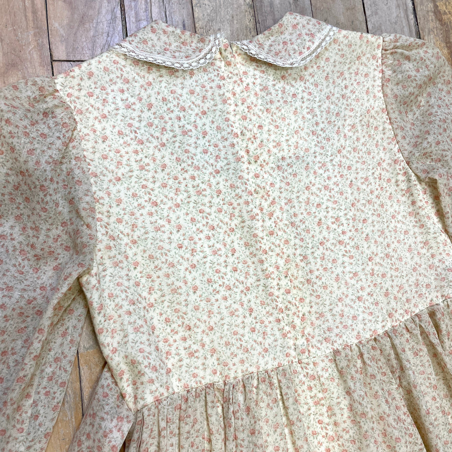 Gunne Sax Tan Long Sleeve Vintage Prairie Dress for Child Public Butter 