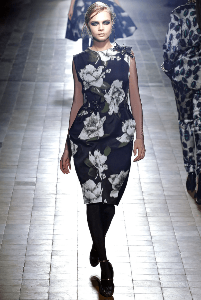 Lanvin Fall '13 Vintage Designer Moody Floral Statement Skirt Made in France Size 29