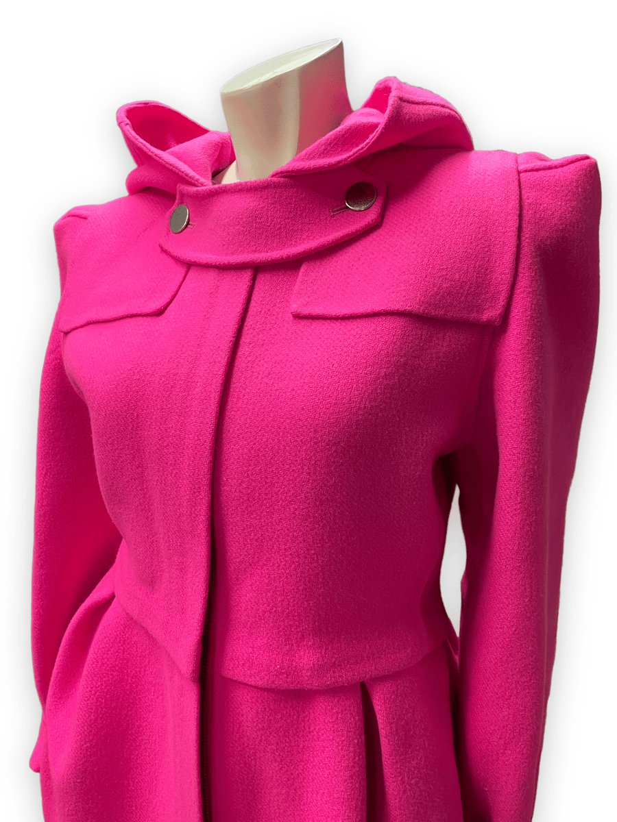 Hot pink top wool coat