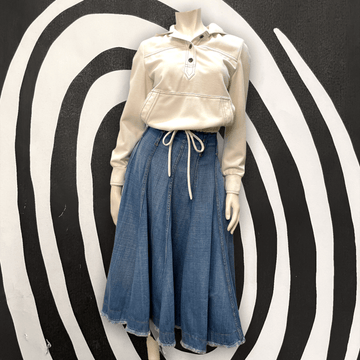 McQ by Alexander McQueen Vintage Designer Denim Paneled Skirt Made in Italy Size 31