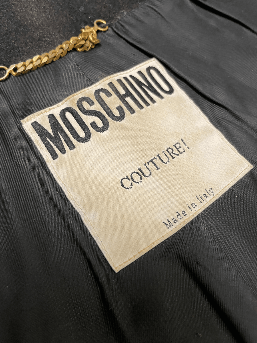 Moschino Couture! Black Wool Tiered Party Coat with Bauble Buttons Made in Italy Size M Jackets & Coats Public Butter 