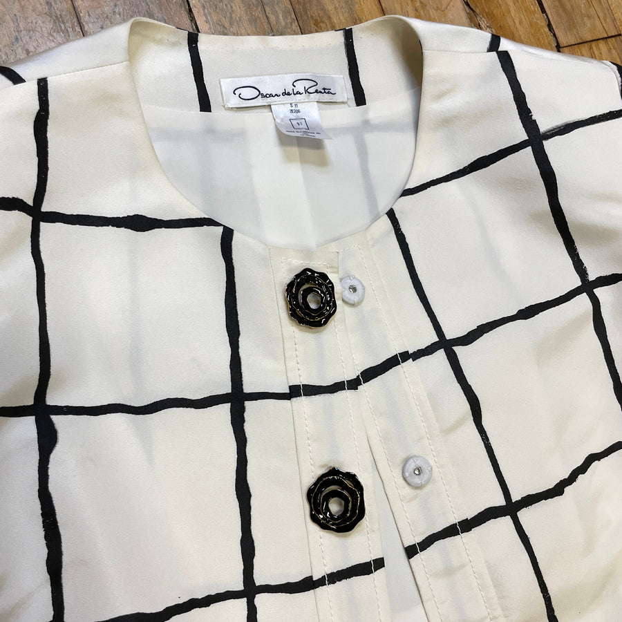 @Oscar de la Renta Vintage Designer Cropped Jacket with Enamel Fashion Buttons Tops Public Butter 