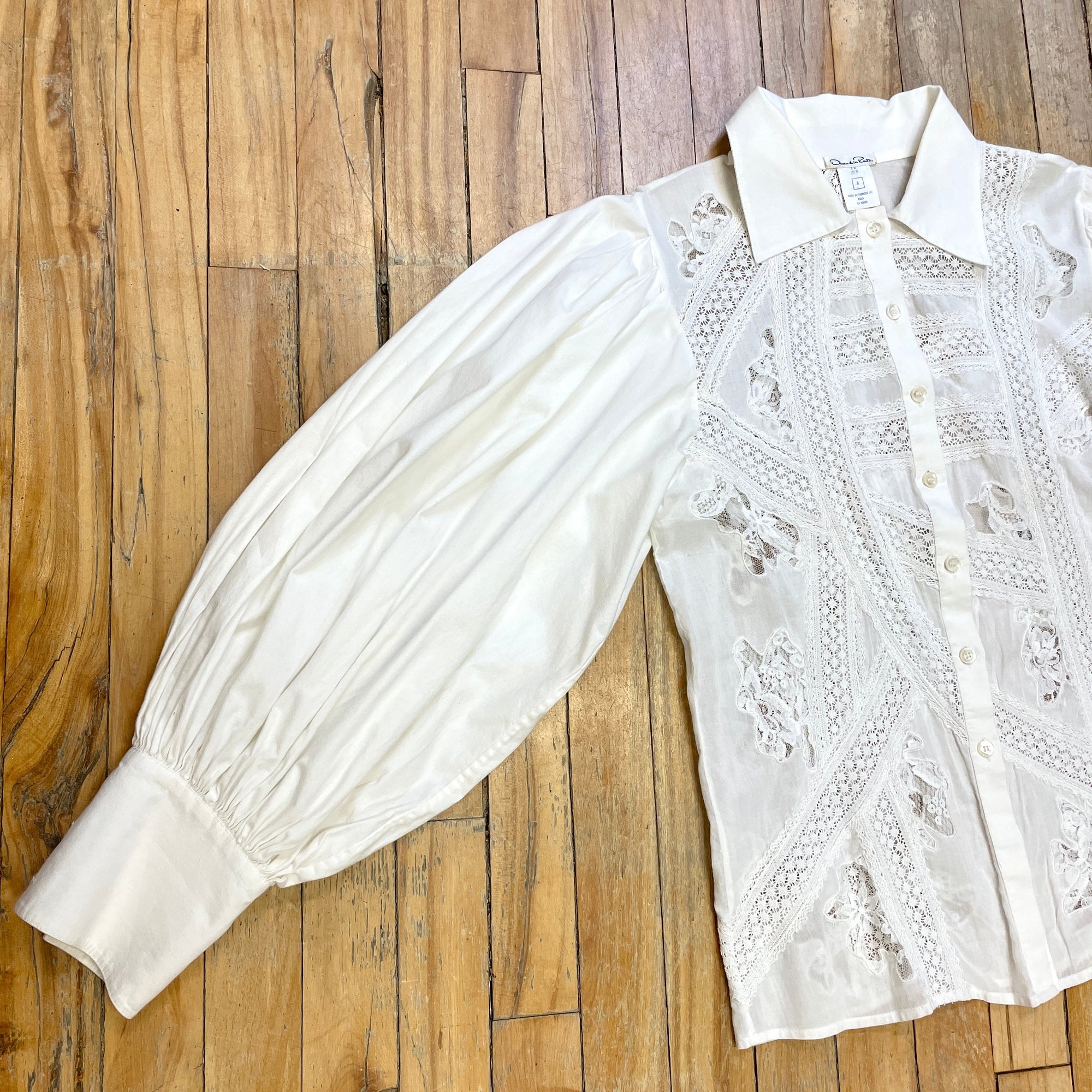 @Oscar de la Renta Vintage Designer Lace Blouse Tops Public Butter 