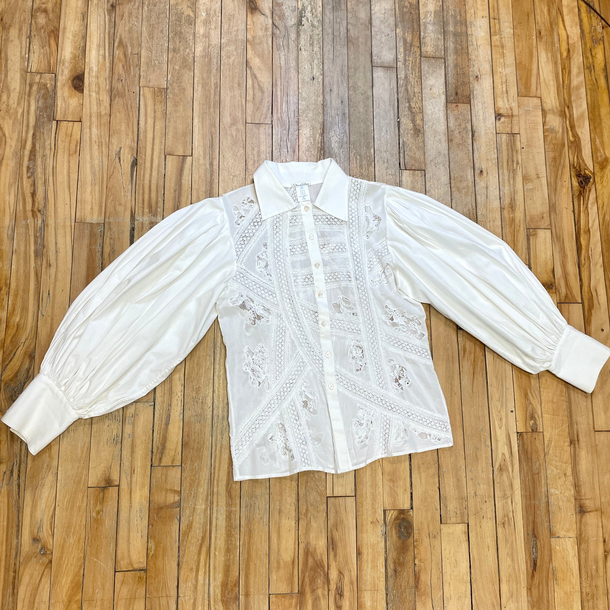 @Oscar de la Renta Vintage Designer Lace Blouse Tops Public Butter 