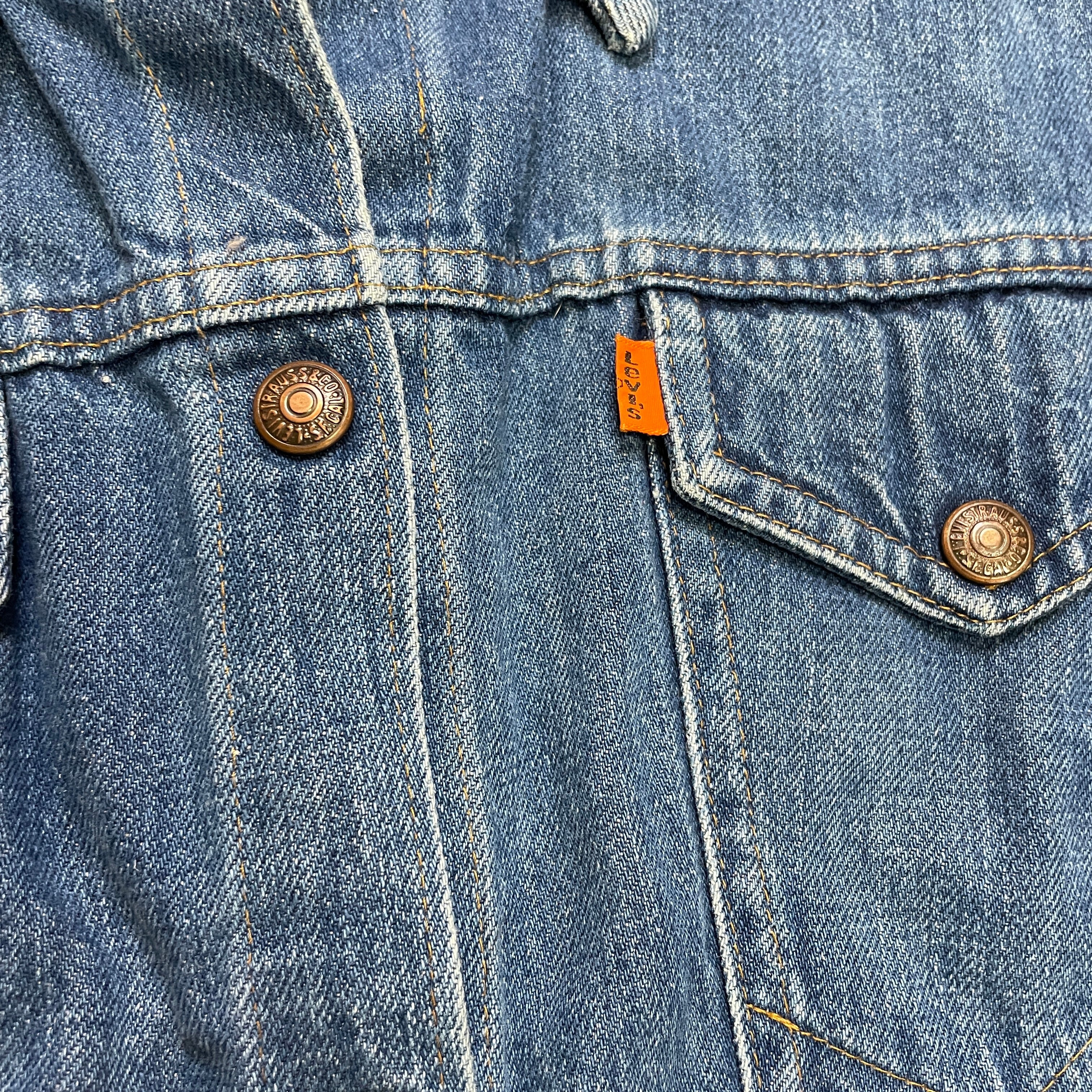 Outstanding Vintage 60s 70s Levi s for Gals Orange Tab Fitted Denim Jacket Size S Youth L
