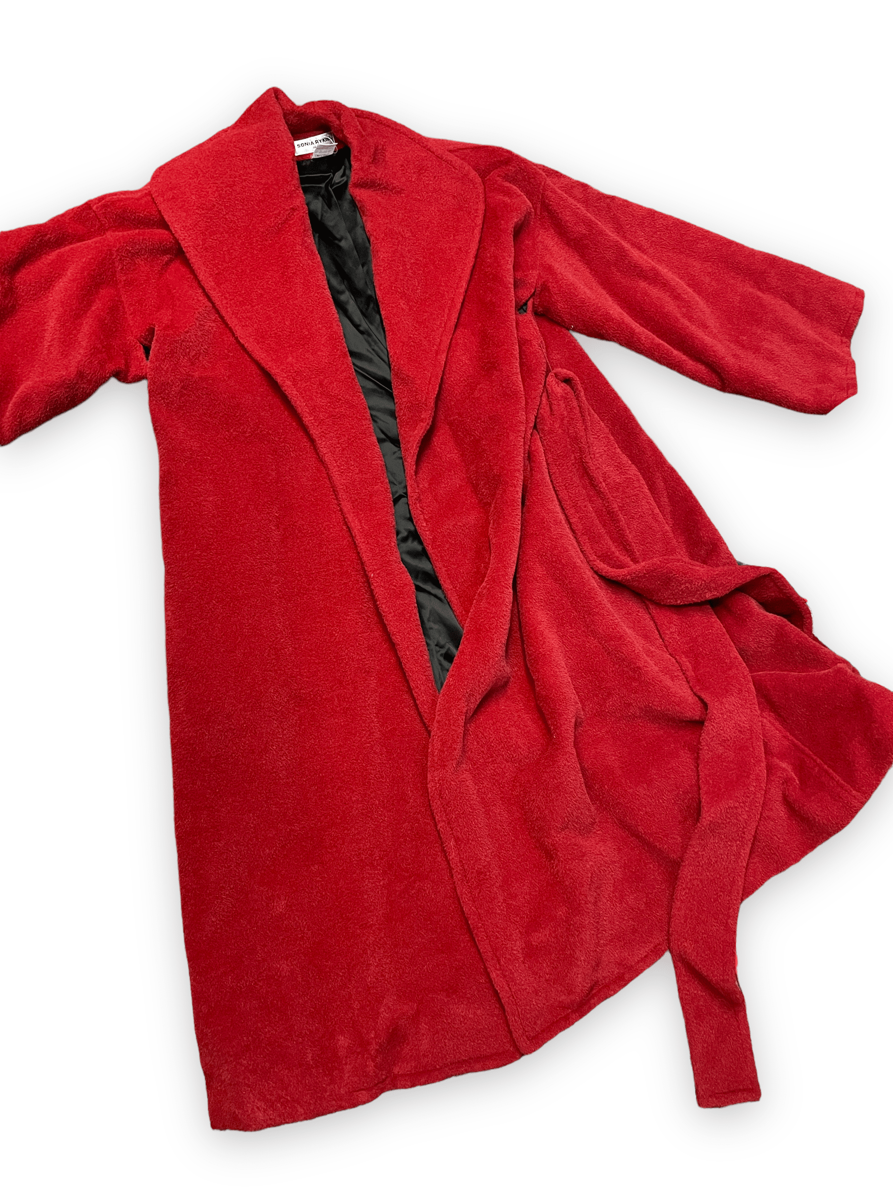 Sonia Rykiel Fluffy Red Alpaca Blend Robe Style Coat Made in France Size M Jackets &amp; Coats Public Butter 