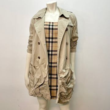 Spring 2010 Pre Loved Burberry Prorsum Trench Coat with Gathered Fabric Feature Size S/Youth 14 Tops Public Butter 