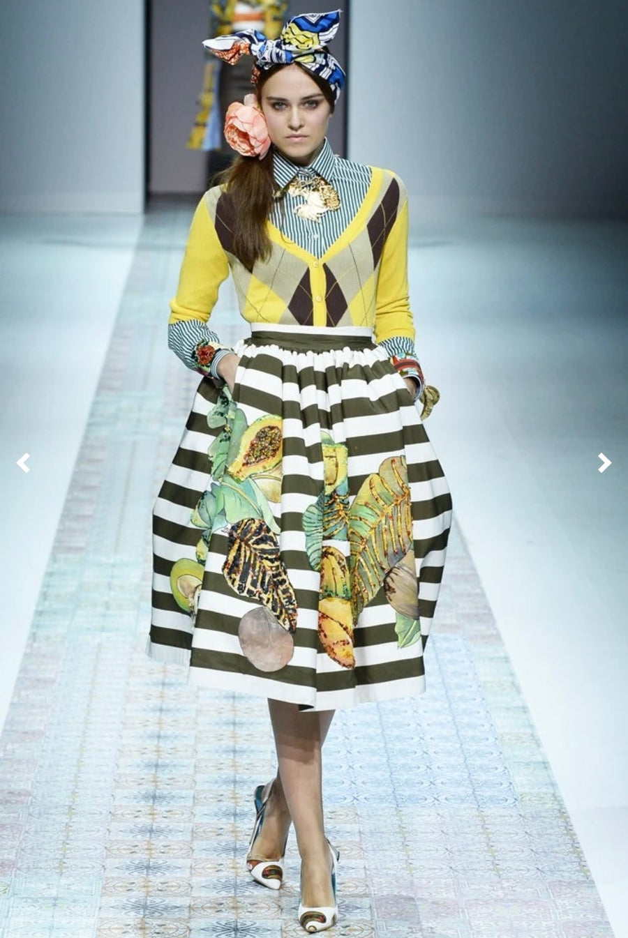 @Stella Jean Spring '14 Vintage Designer Striped Skirt with Beaded Fruit Made in Italy Tops Public Butter 