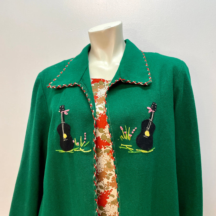 Vintage 1940s Hand Embroidered Wool Souvenir Jacket Made in Mexico Size M Jackets & Coats Public Butter 