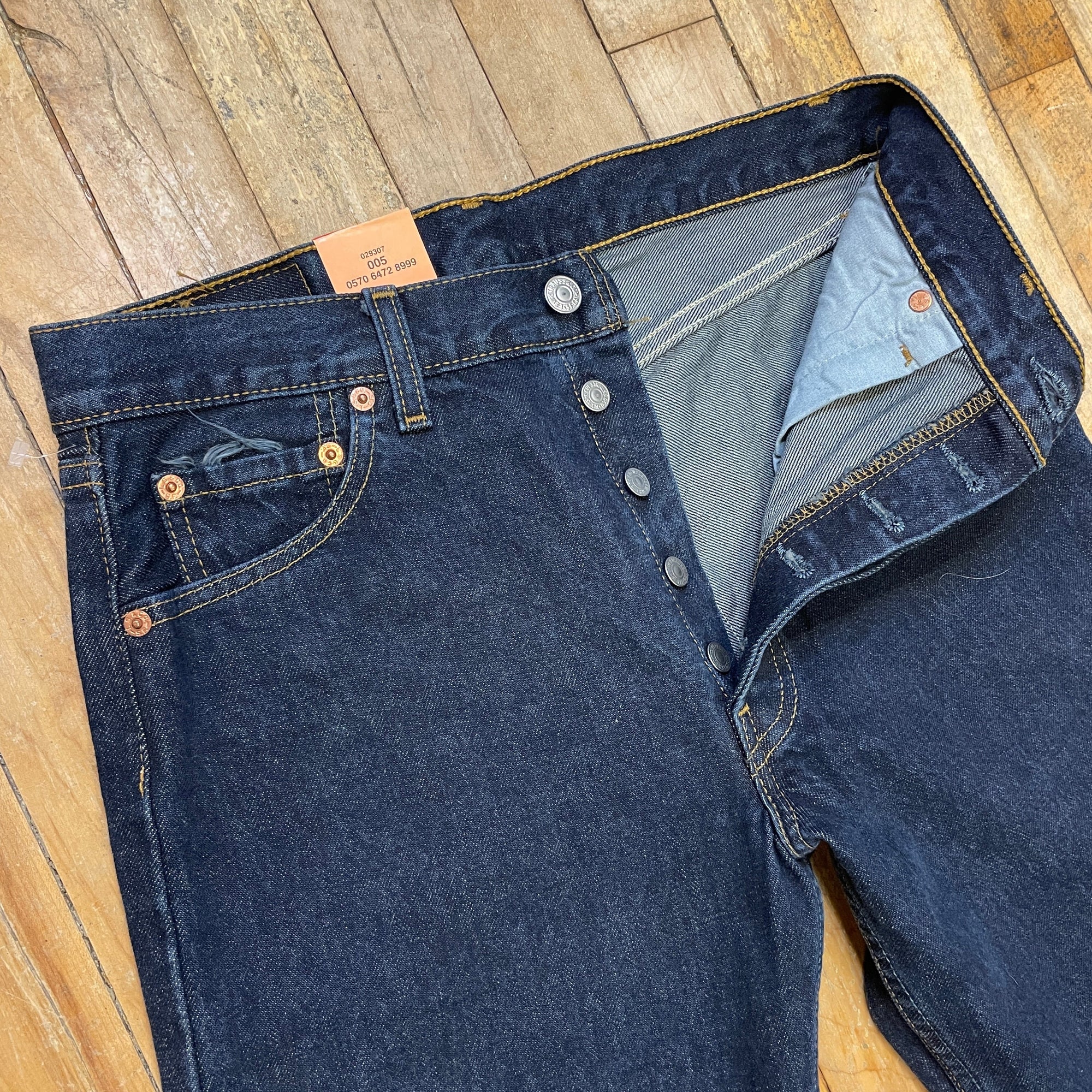 Vintage 1999 Deadstock Levi's Dark Wash 501s Made in Canada 30" Waist Bottoms Public Butter 