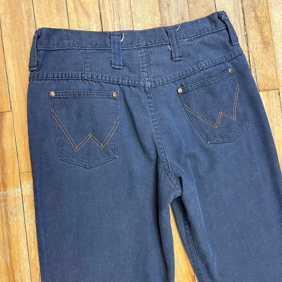 Rare 1970s Dark Wash High Waisted Bell Bottom Jeans