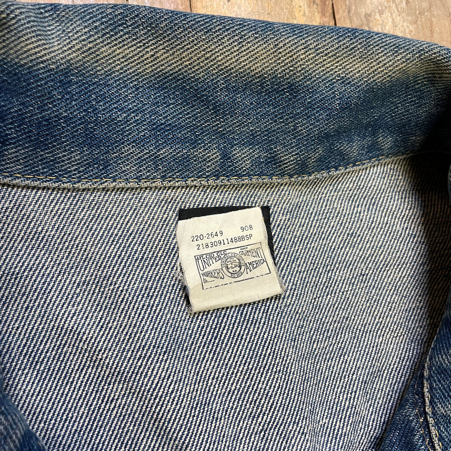 Vintage 80s Lee 4 Pocket Mid Wash Denim Jacket Made in USA Size L Tops Public Butter 