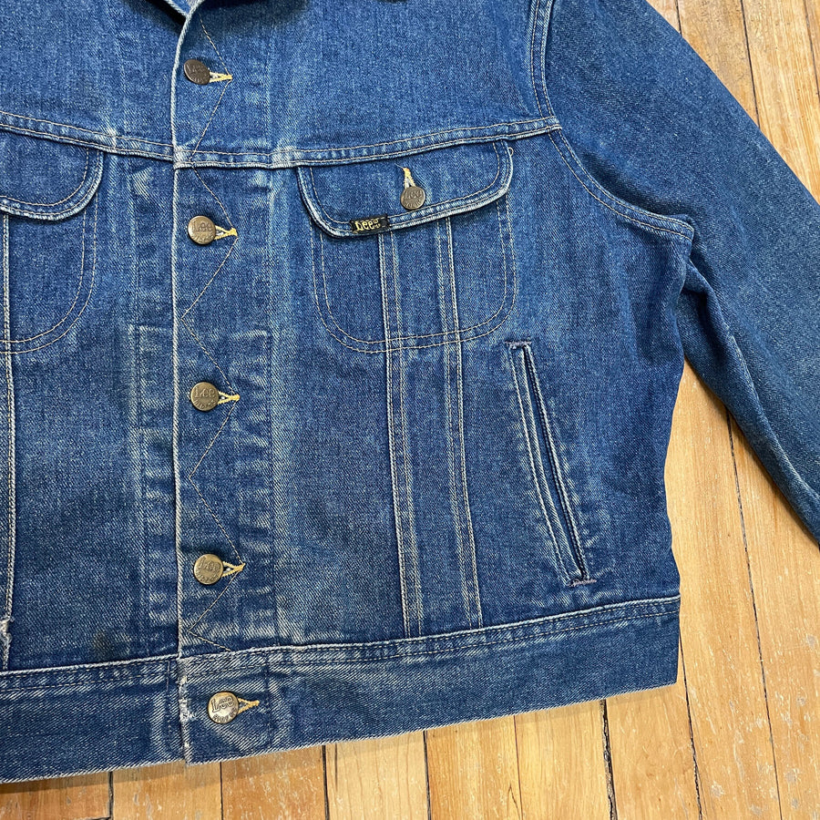Vintage 80s Lee 4 Pocket Mid Wash Denim Jacket Made in USA Size L Tops Public Butter 