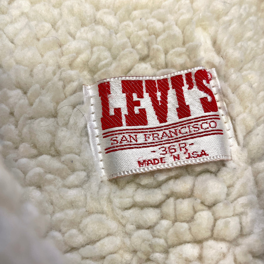 Vintage 80s Levi's Stone Wash Sherpa Lined Jacket Made in USA Size M Tops Public Butter 