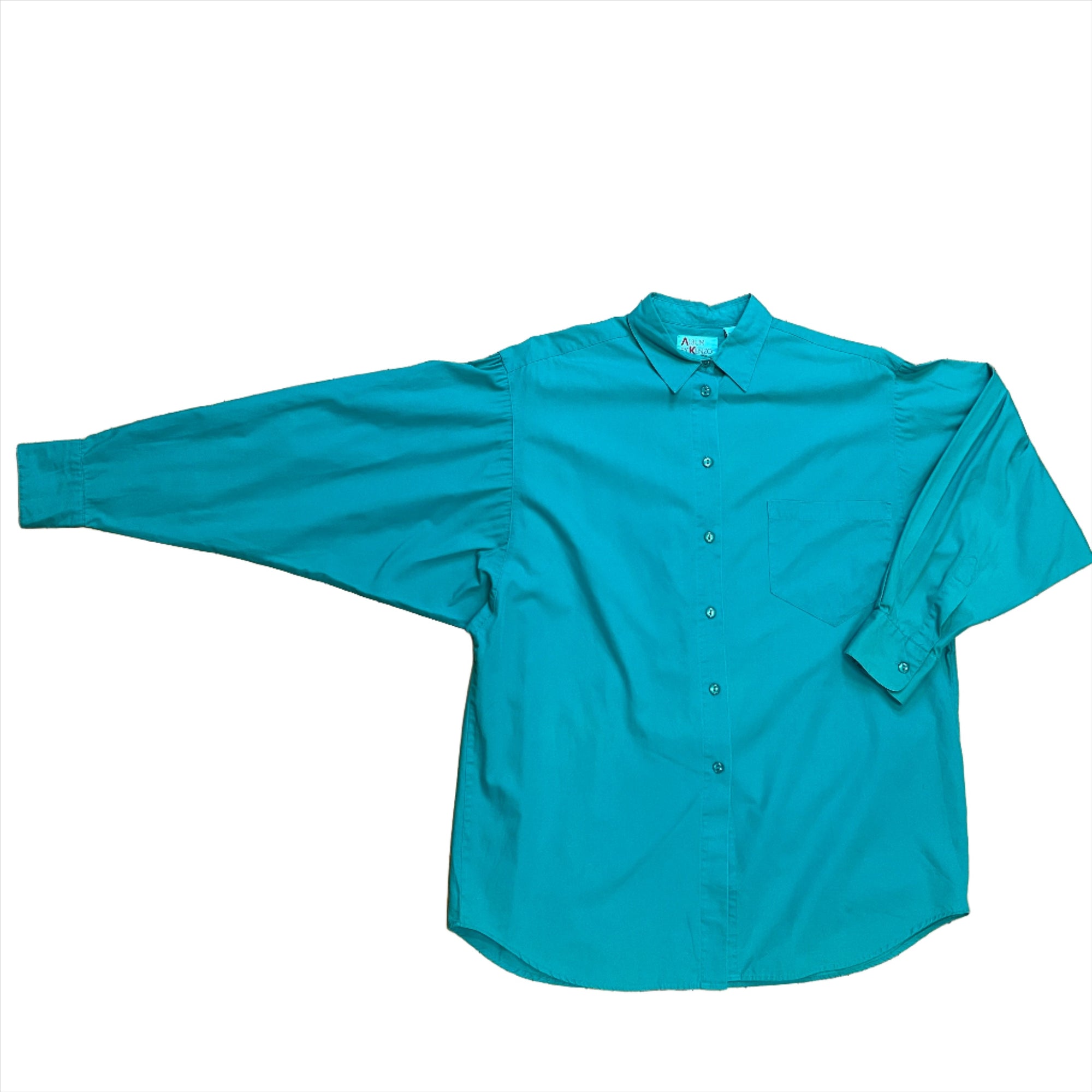 Vintage 90s Turquoise Cotton Blouse Size M Tops Black Market Toronto 