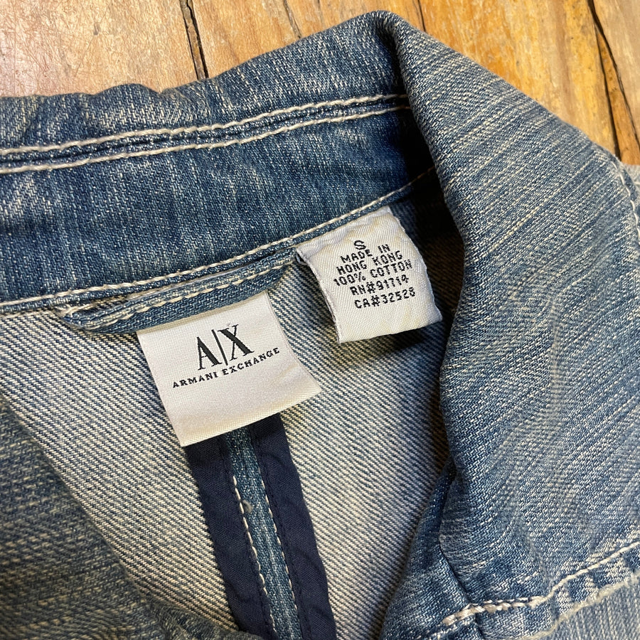 Vintage Armani Exchange Stone Wash Zip-Up Denim Jacket Size S Jackets & Coats Public Butter 