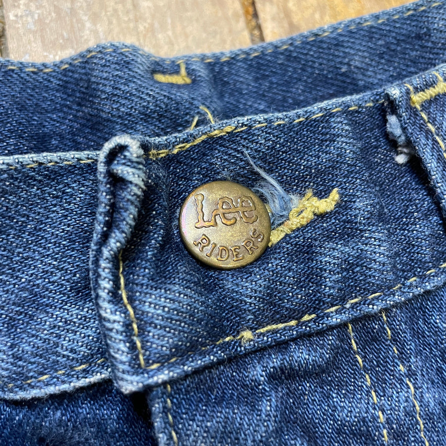 Vintage Dark Wash High Waisted Lee Denim Jeans Union Made in USA 28