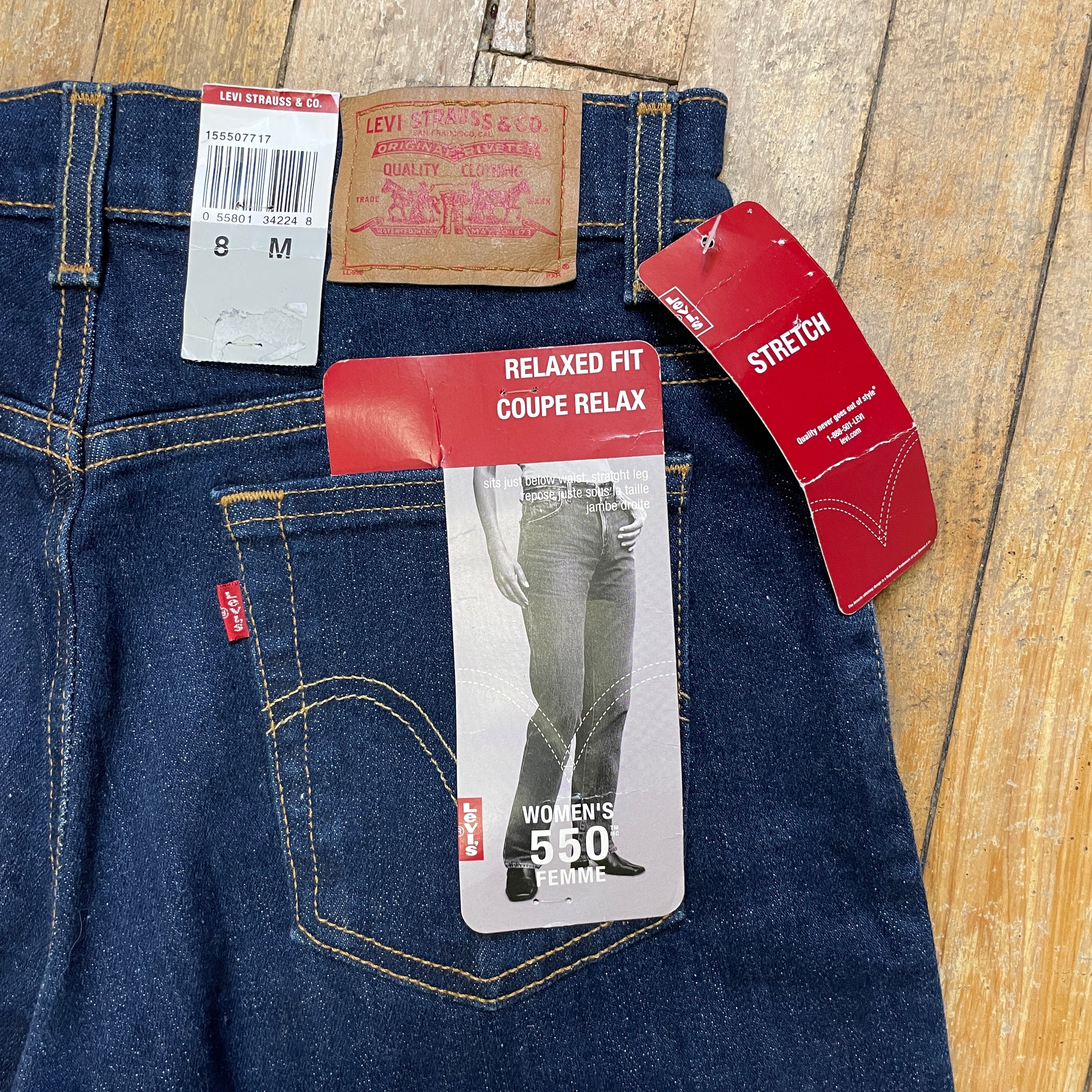 Vintage Deadstock Dark Wash Levi's Stretch Relaxed Fit 550s Made in Ca