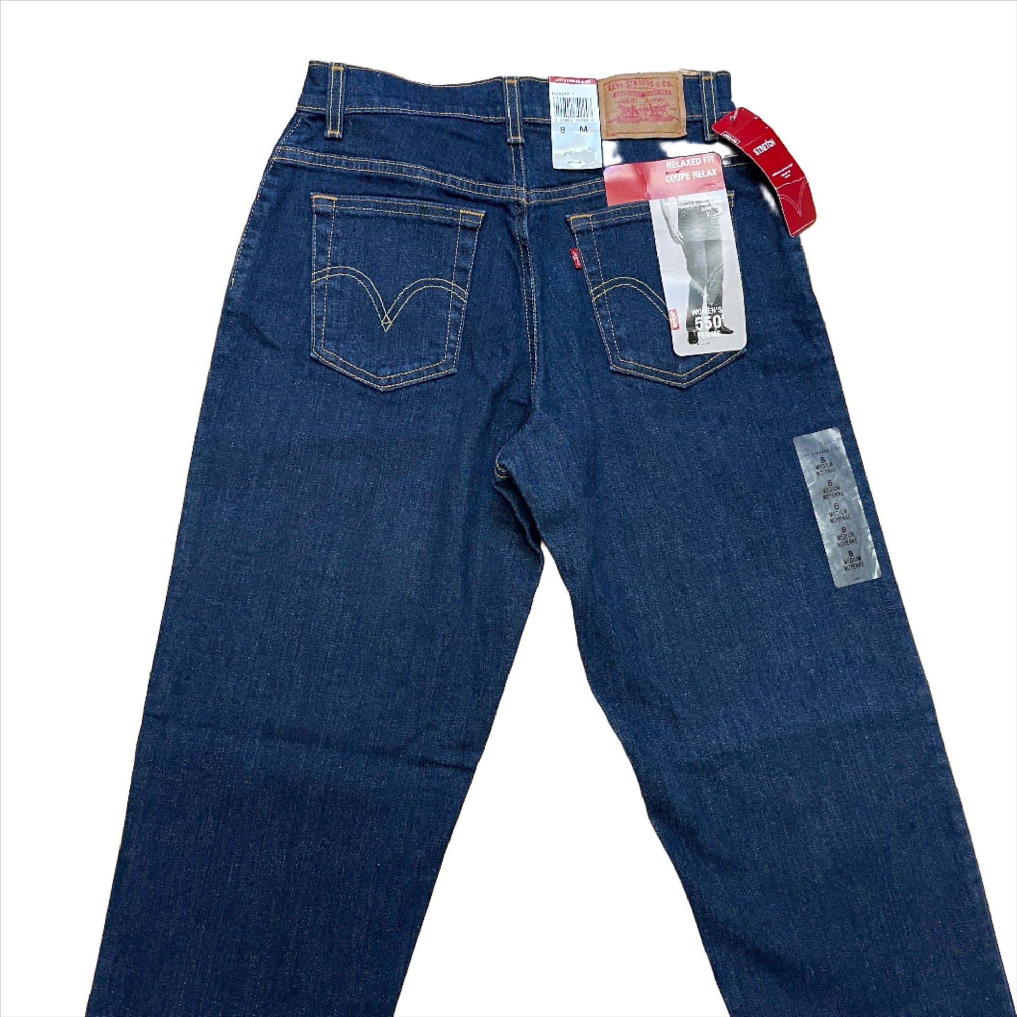 Vintage Deadstock Dark Wash Levi's Stretch Relaxed Fit 550s Made in Canada 29" Waist Bottoms Public Butter 