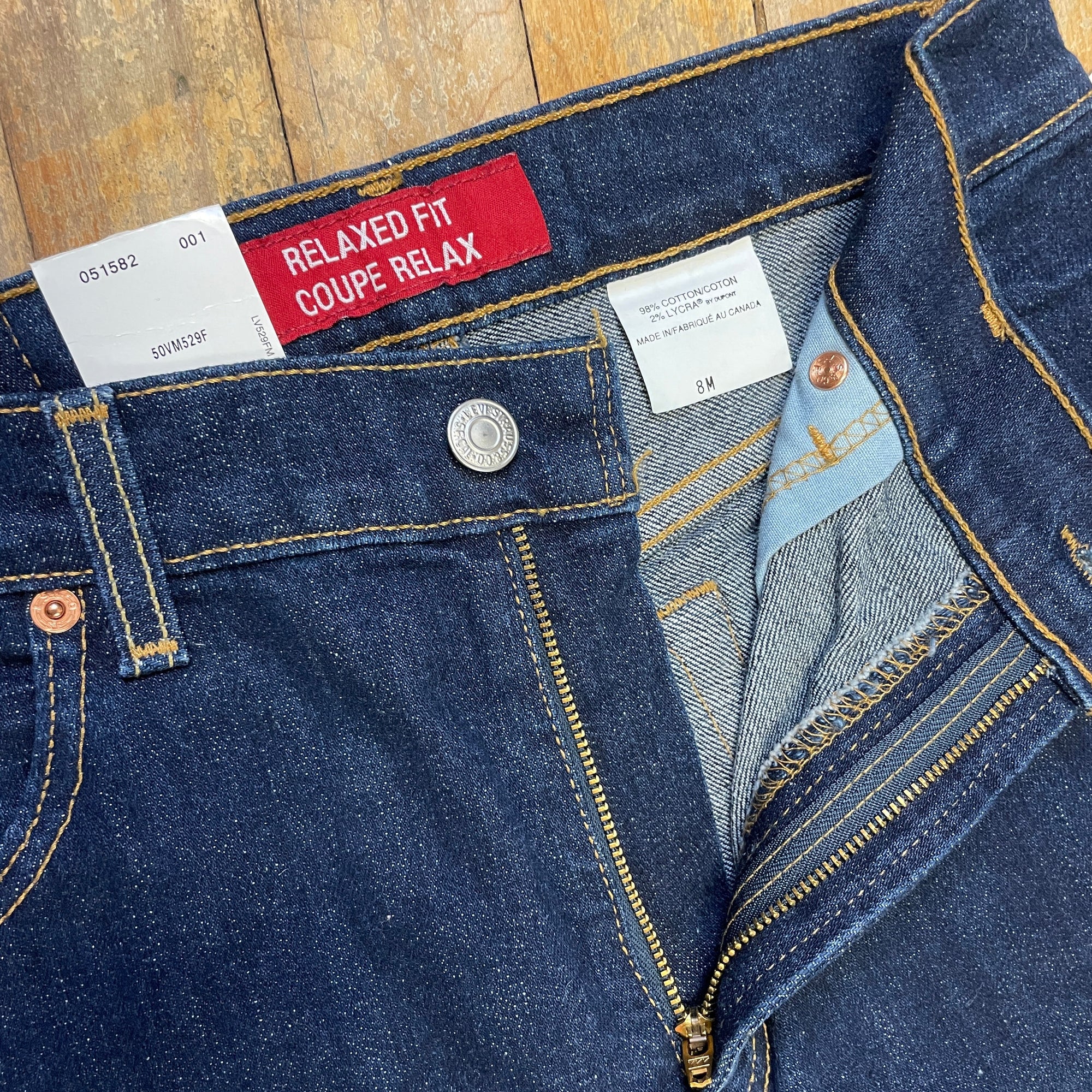 Vintage Deadstock Dark Wash Levi&#39;s Stretch Relaxed Fit 550s Made in Canada 29&quot; Waist Bottoms Public Butter 