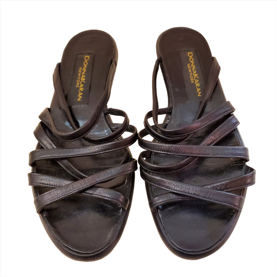 Vintage Donna Karan DKNY Black Strappy Flat Sandals Made in Italy Size 6.5 Accessories Public Butter 