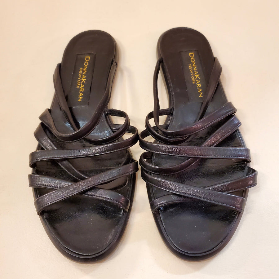 Vintage Donna Karan DKNY Black Strappy Flat Sandals Made in Italy Size 6.5 Accessories Public Butter 