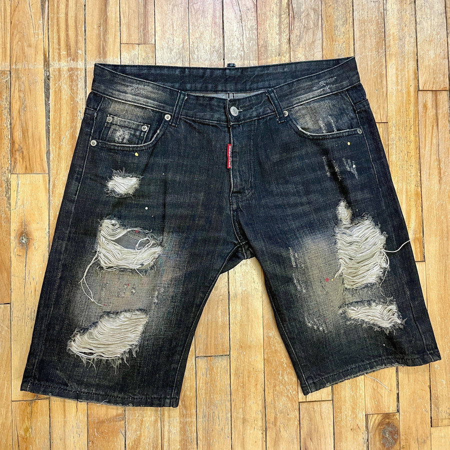 Vintage DSQUARED Distressed Black Denim Shorts 36
