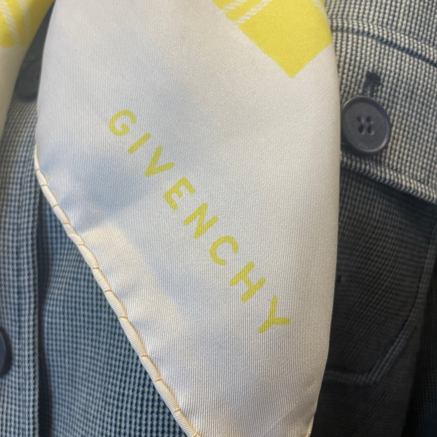 Vintage Givenchy Canary Yellow Plaid Silk Scarf 30