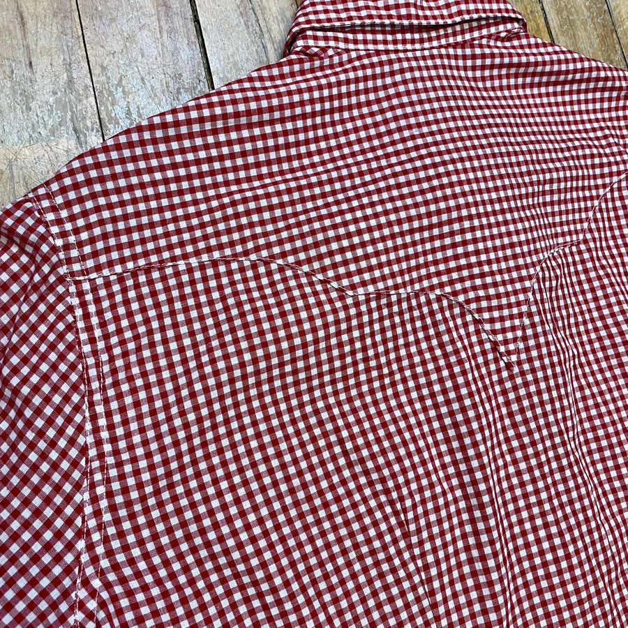 Vintage Inspired Western Red Gingham Diamond Snap Button Up Made in USA Size L Tops Black Market Toronto 
