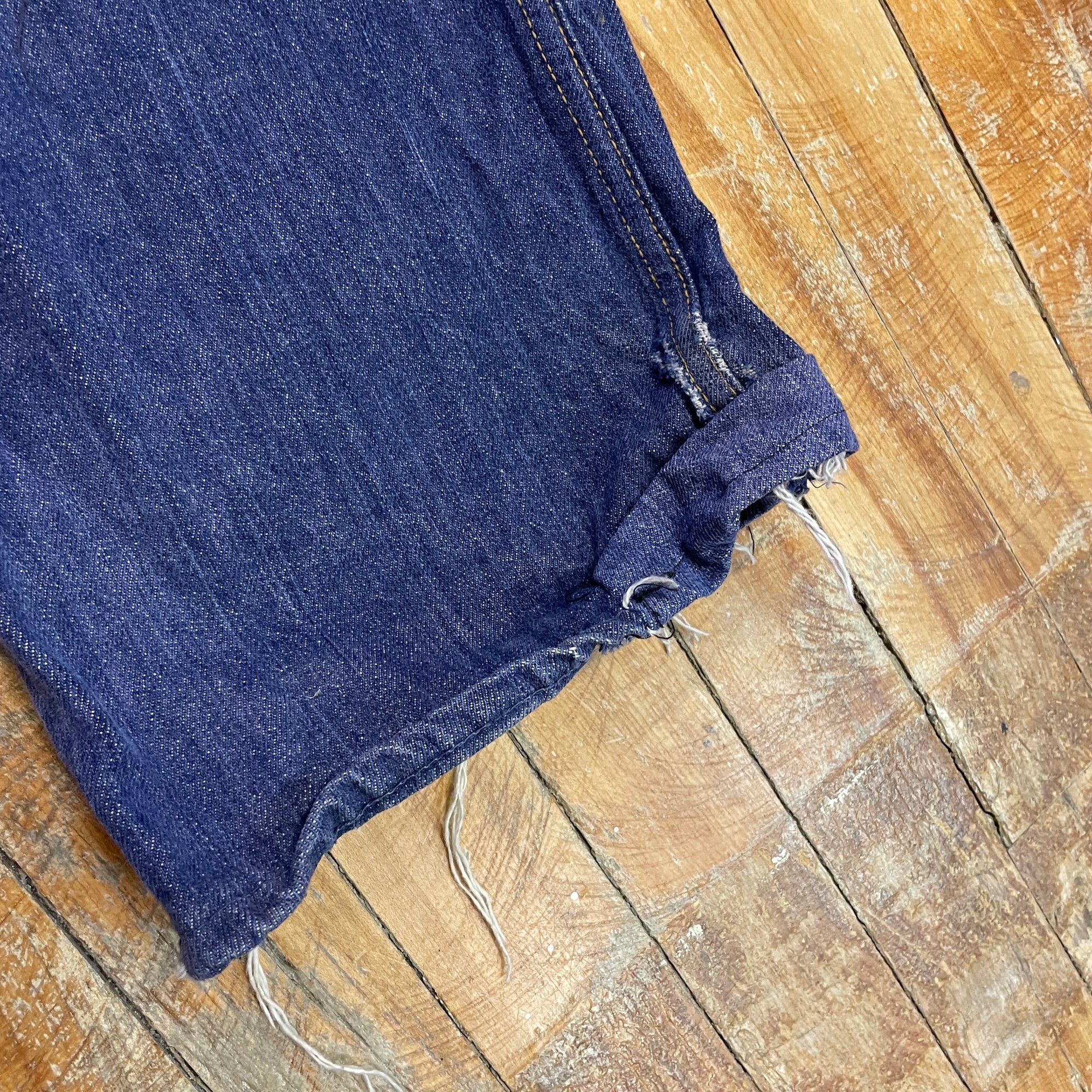 Vintage Mended Indigo Denim Boot Cut Jeans 28" Waist Bottoms Black Market Toronto 
