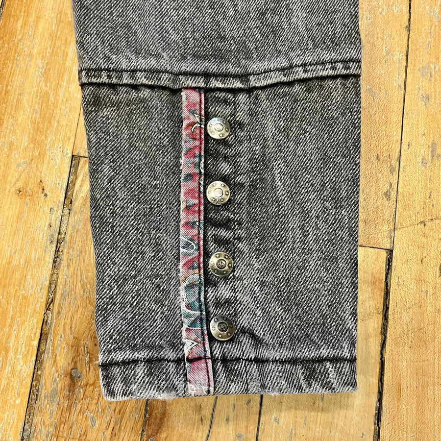 Vintage Stone Wash Deep Grey Lee's with Paisley Details and Double Back Pocket Union Made in USA 26