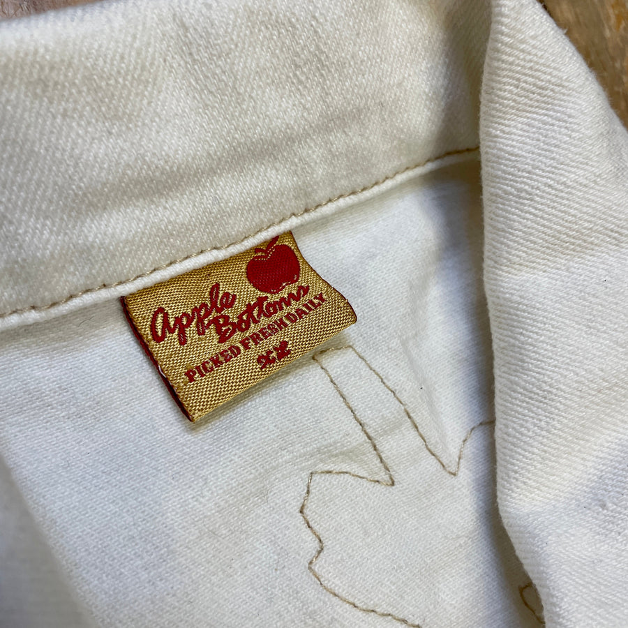 Vintage Y2K Apple Bottoms White Denim Vest with Corset Back Size M/L Tops Black Market Toronto 