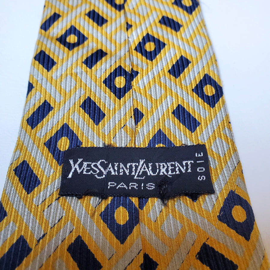 Vintage Yves Saint Laurent Grey and Gold Tie 54