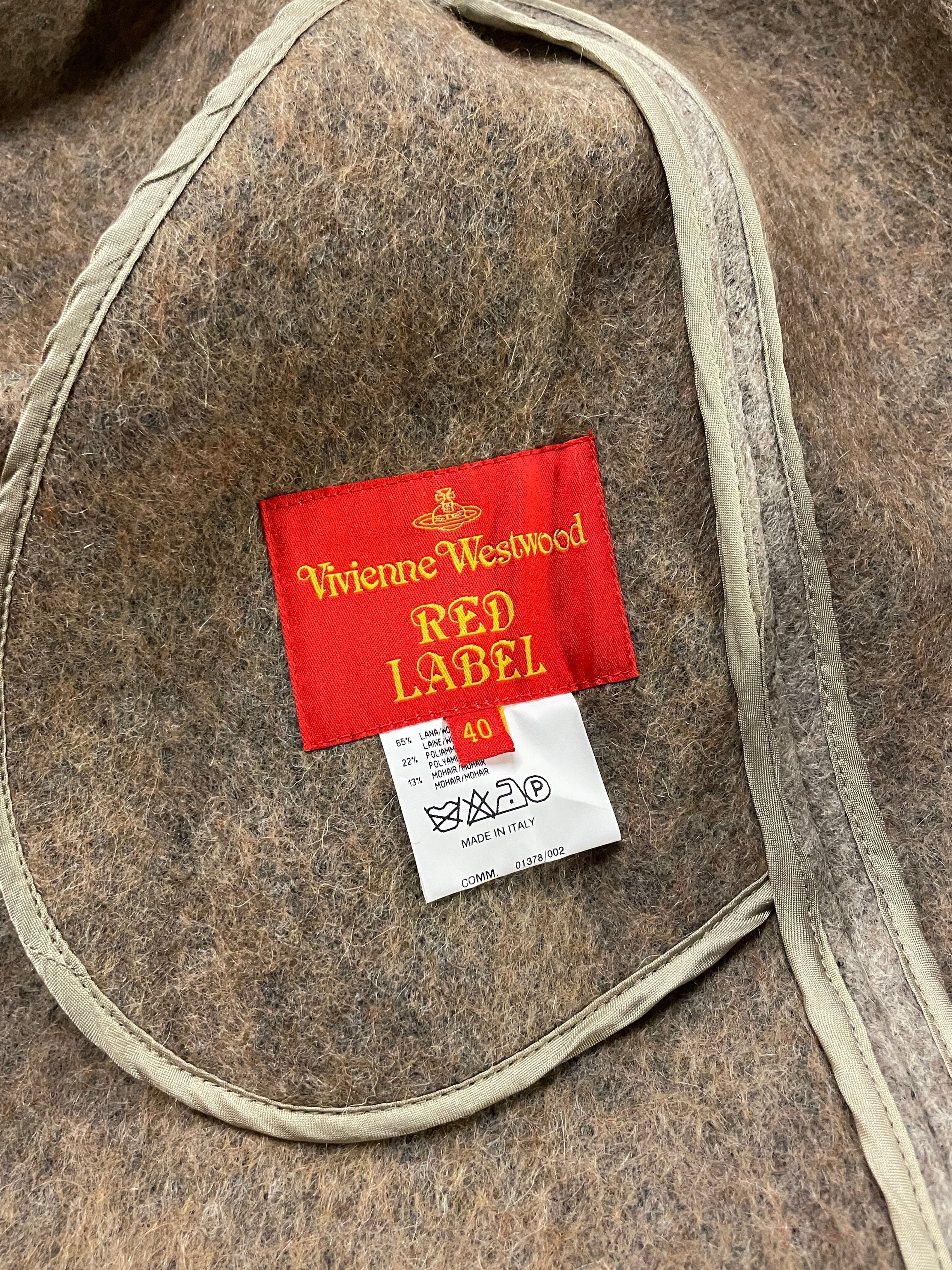 Vivienne Westwood Red Label Vintage Designer Asymmetrical Mohair Wool Coat Made in Italy Size L