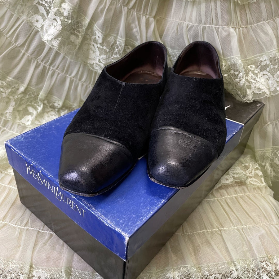 Yves Saint Laurent Designer Suede & Leather Made in Italy Vintage Shoes with Box Size US 5.5 Accessories Public Butter 